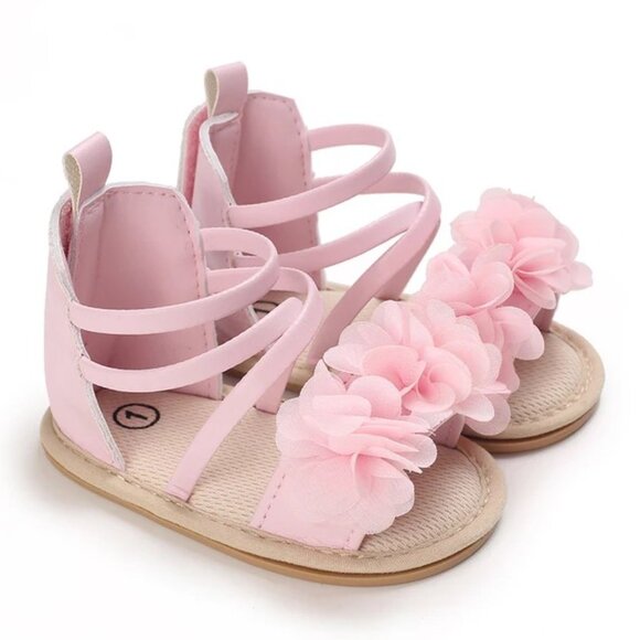 Pink Baby Floral Sandals sz. 0-6mos. "NEW" - Picture 2 of 6